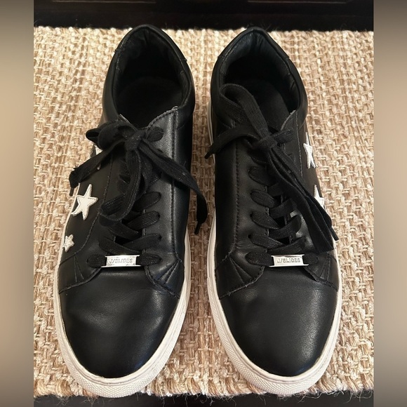 J/Slides NYC Alabama Women's Black Leather Lace Up Star Casual Sneaker Size 9 - Picture 4 of 9
